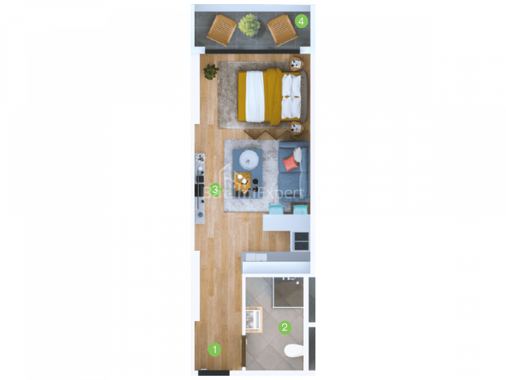 Mieszkanie 33.6 m² - Szeryf Chimsziaszwili, Batumi, Gruzja