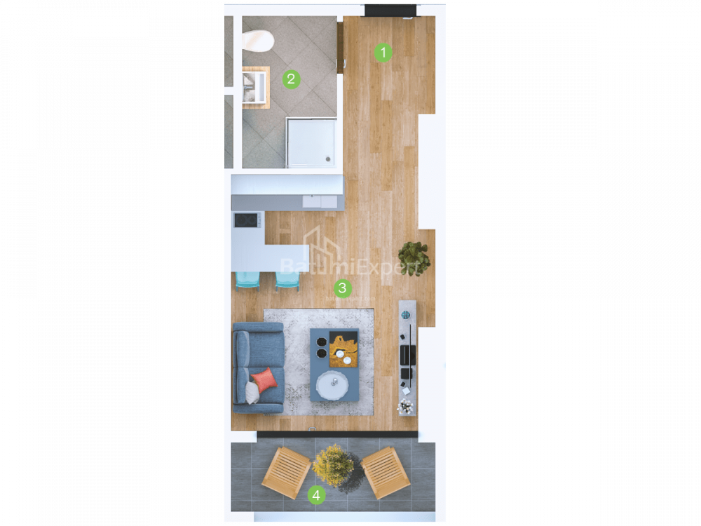 Mieszkanie 30.2 m² - Szeryf Chimsziaszwili, Batumi, Gruzja