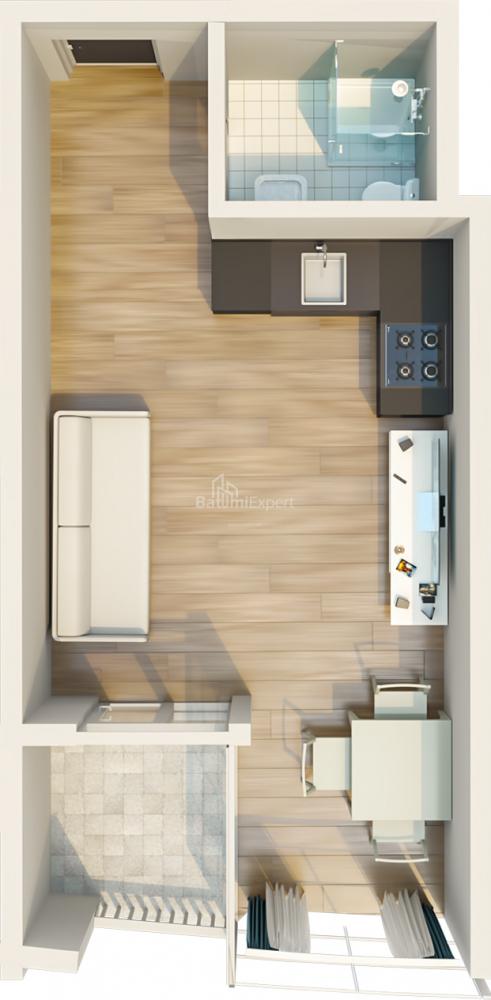 Mieszkanie 34.62 m² - Mezgwarta, Chakvi, Gruzja