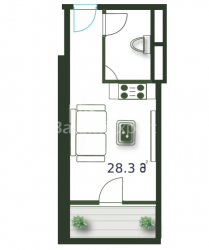 Mieszkanie 1-комн 28.3 m² - Szeryf Chimsziaszwili, Batumi