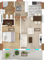 Mieszkanie 48 m² - 26 maja, Batumi, Gruzja